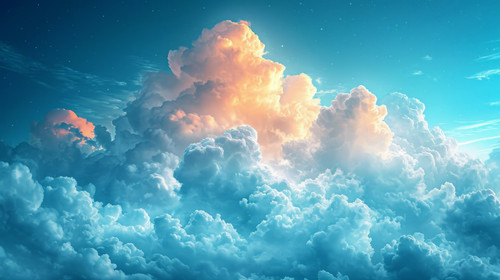 illustration on white background of a An abstract background featuring white clouds and a blue sky c.jpg