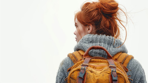 illustration on white background of a Back side portrait of young redhead tourist traveller style wo.jpg