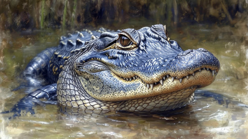 illustration on white background of a Beautiful portrait of an American alligator or gator Alligator.jpg