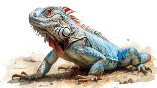 illustration on white background of a Beautiful large lizard iguana ar 169 00160 01.jpg