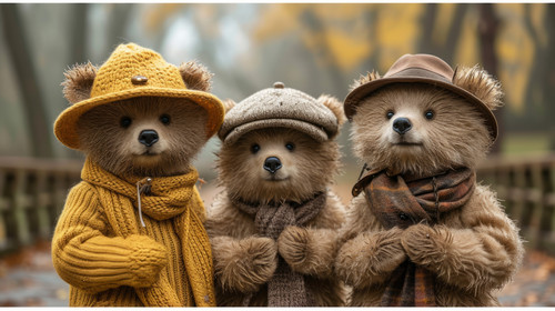 whimsical illistration of Teddy bears having a fashion show with handmade outfitsperfect book illust.jpg