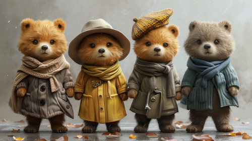 whimsical illistration of Teddy bears having a fashion show with handmade outfitsperfect book illust.jpg