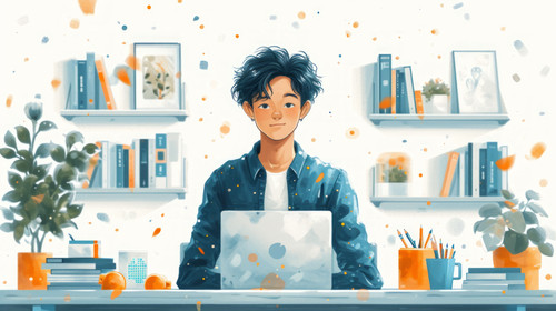 illustration on white background of a Asian Male Occupational Therapist Lifestyle Concept Generative.jpg