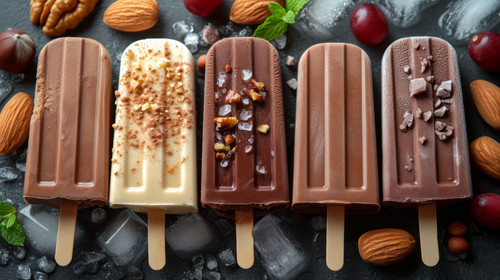 illustration on white background of a Assortment of various popsicle ice cream vanilla and chocolate.jpg