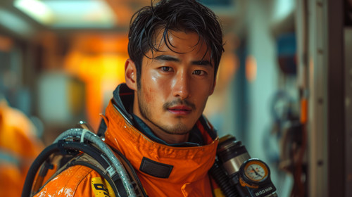 illustration on white background of a Asian Man Paramedic Lifestyle Setting Generative AI ar 169 001.jpg