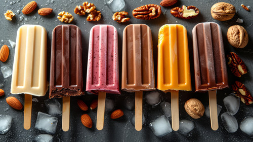 illustration on white background of a Assortment of various popsicle ice cream vanilla and chocolate.jpg