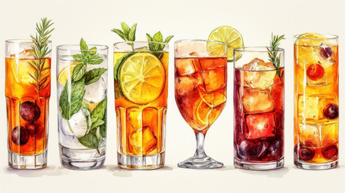 illustration on white background of a Assortment of alcoholic drinks Illustration AI Generative ar 1.jpg
