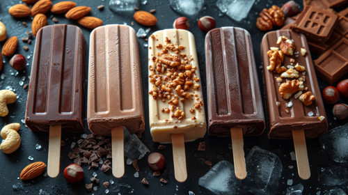 illustration on white background of a Assortment of various popsicle ice cream vanilla and chocolate.jpg