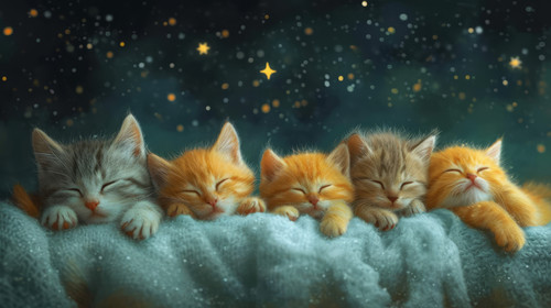 whimsical illistration of A group of kittens having a stargazing sleepoverperfect book illustration .jpg