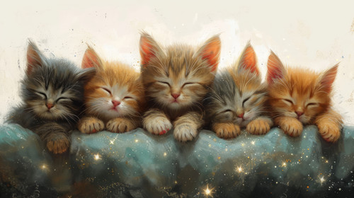 whimsical illistration of A group of kittens having a stargazing sleepoverperfect book illustration .jpg