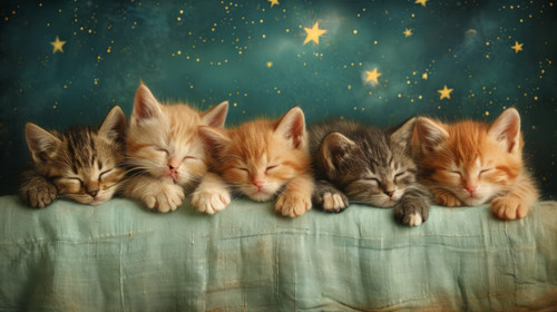 whimsical illistration of A group of kittens having a stargazing sleepoverperfect book illustration .jpg