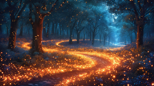 whimsical illistration of A magical forest where fireflies create beautiful patternsperfect book ill.jpg