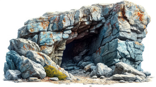 illustration on white background of a A cave where the ancestors lived Cave in the Grand Canyon An a.jpg