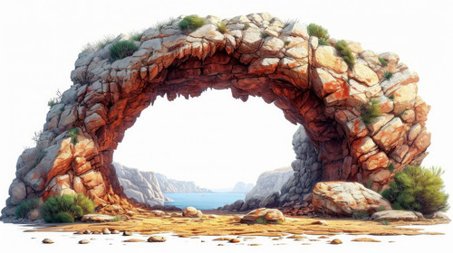 illustration on white background of a A cave where the ancestors lived Cave in the Grand Canyon An a.jpg