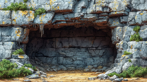 illustration on white background of a A cave where the ancestors lived Cave in the Grand Canyon An a.jpg