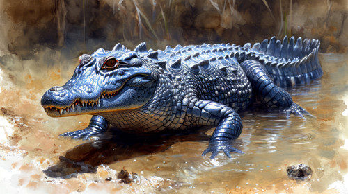 illustration on white background of a African Crocodile close up floating in water ar 169 00110 01.jpg