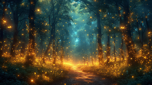 whimsical illistration of A magical forest where fireflies create beautiful patternsperfect book ill.jpg