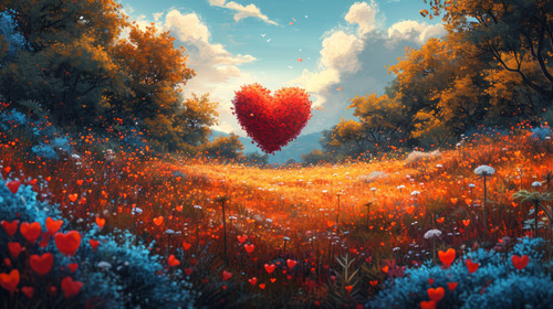 whimsical illistration of A magical garden where flowers bloom in the shape of heartsperfect book il.jpg