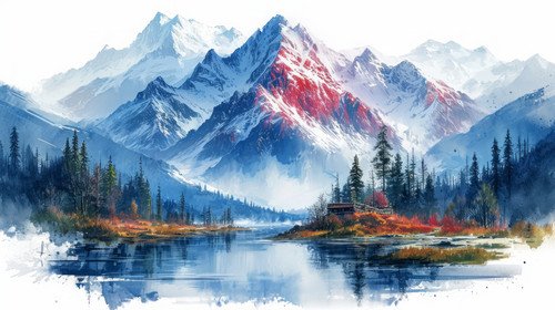 illustration on white background of a Altai mountains Russia Siberia ar 169 00122 02.jpg