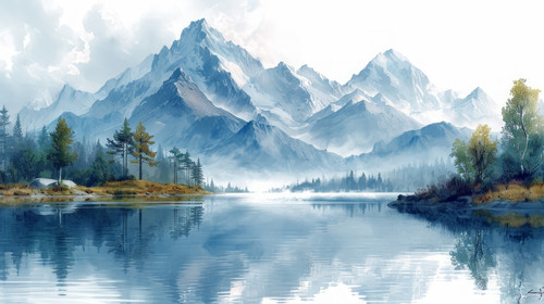 illustration on white background of a Altai mountains Russia Siberia ar 169 00122 03.jpg