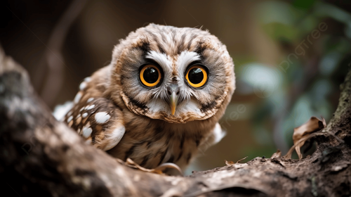 pngtree brown owl sitting in an open branch and looking at the picture image 2485137.png