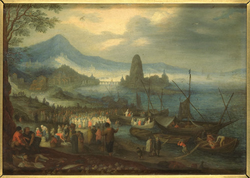 Unknown (копия с Brueghel, Jan I) Проповедь на Галилейском море, 1700, 29,5 cm х 41 cm, Медь, масло
