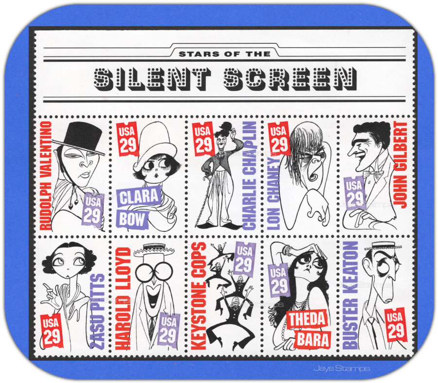 1994  SILENT SCREEN STARS  Header Block of 10  MINT Attached Stamps #2819-2828a