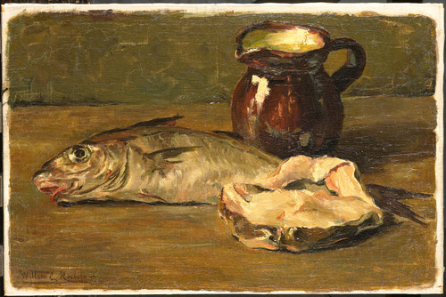 Roelofs jr, Willem Натюрморт с треской, 1896, 34 cm x 50 cm, Холст, масло