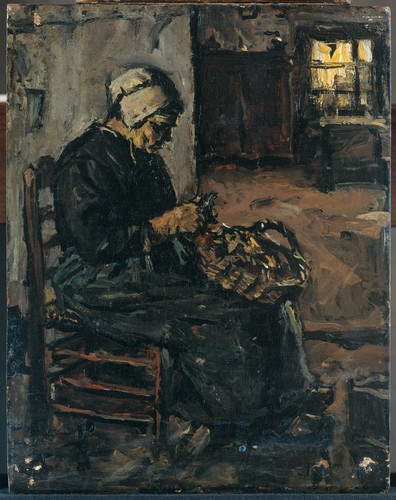 Robertson, Suze Крестьянка чистит картошку, 1922, 26,2 cm х 21 cm, Дерево, масло