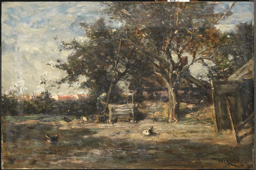 Roelofs, Willem Двор фермы в Нордене, 1897, 28 cm х 42,5 cm, Дерево, масло