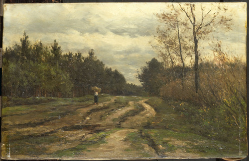 Roelofs, Willem sr. Проселочная дорога в Ларен, Северная Голландия, 1897, 27 cm х 42 cm, Холст, масл