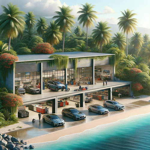 DALL·E 2024 01 17 14.24.43 First image An autobody shop specializing in European cars located in a t.png