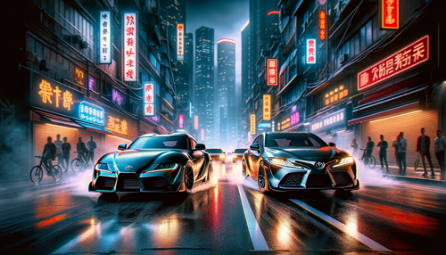 DALL·E 2024 01 17 14.05.37 A dynamic night scene of two Toyota cars in an impromptu street drag race.png