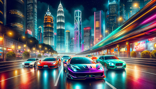 DALL·E 2024 01 17 14.32.09 A vibrant scene of European luxury cars racing in an urban environment at.png