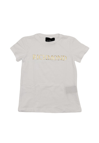 john richmond kids t shirt bianca logo oro ragazza a.jpg