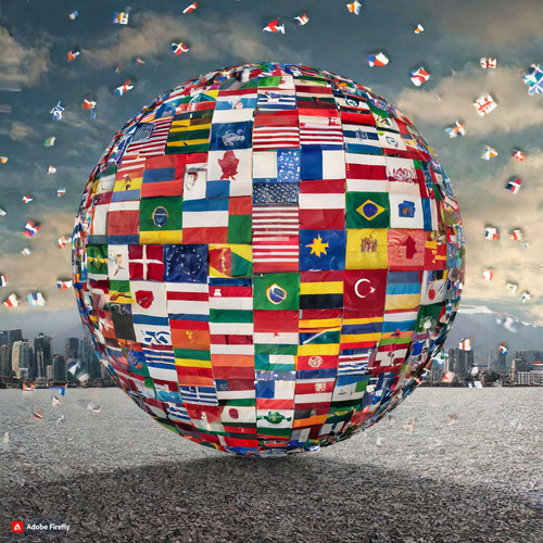 Firefly A mosaic of different country flags forming a globe. Showcase how the translation app connec.jpg