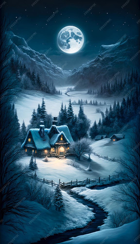 village nocturne paisible dans neige hiver generative ai 361767 991.jpg