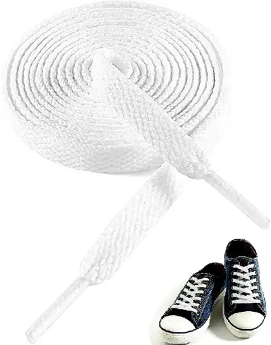 120 2 pair white flat shoelaces for athletic running sneakers original imagpxdv3vkrzaz6.webp