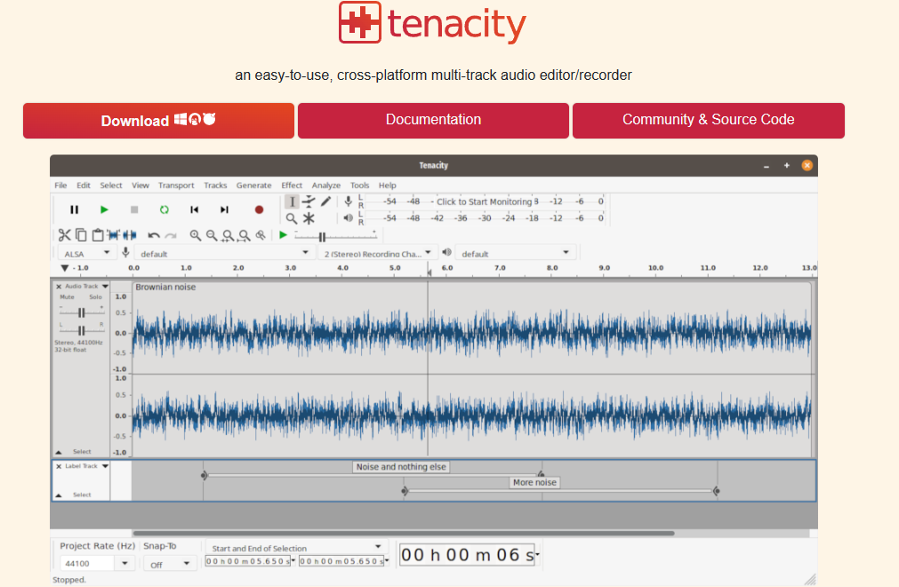 Tenacity – An easy-to-use multi-track audio editor and recorder