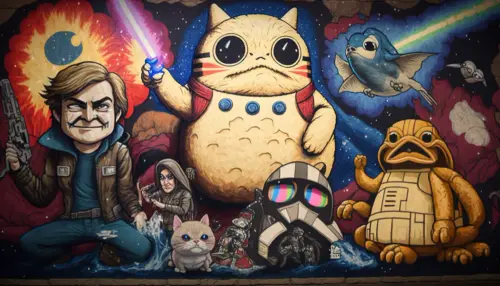 Manu23 a mural that includes all the most famous meme like Nyan 7849c152 57a5 40e7 80a9 c2989bcc7895.webp