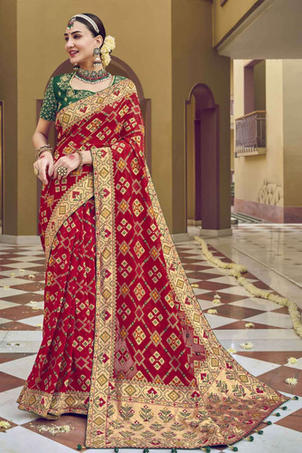 Georgette Woven Saree In Red Colour SR09406418 A (1).jpg