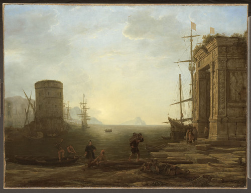 Gellee, Claude Вид на гавань на восходе солнца, 1638, 74 cm х 98,3 cm, Холст, масло