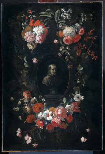Gijsaerts, Gualterus Гирлянда вокруг портрета Hieronymus van Weert, мученика, 1680, 116 cm х 80 cm, 