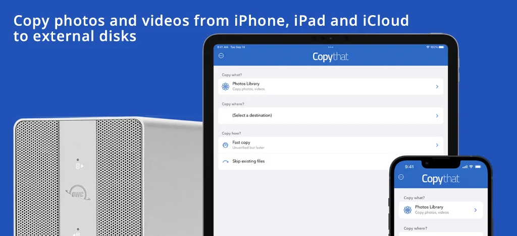 Copy That Mobile – To backup your iPhone/iPad photos and videos to an external drive