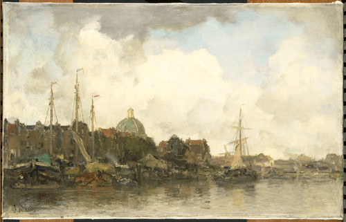 Maris, Jacob Вид на город с куполом церкви, 1875, 50,5 cm x 79 cm, Холст, масло