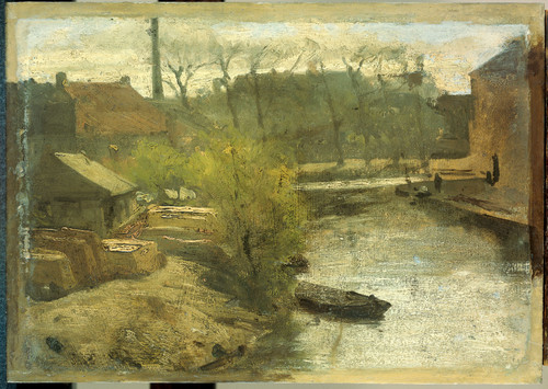 Maris, Matthijs Noord West Buitensingel в Гааге, 1866, 19,5 cm х 27,5 cm, Бумага на панели, масло