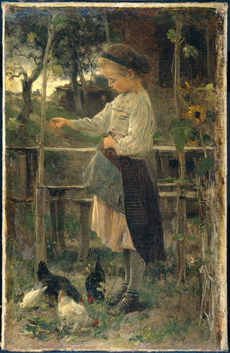 Maris, Jacob Куры несушки, 1866, 33 cm х 21 cm, Холст, масло