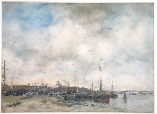 Maris, Jacob Вид на город, 1882, 620 mm х 855 mm, Рисунок, акварель
