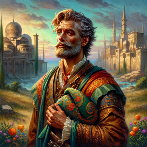 DALLE2024 04 2916.42.04 Amedieval stylepaintingofabardnamedCaelumFarthingdepictedinhislateryearsofwa.jpg