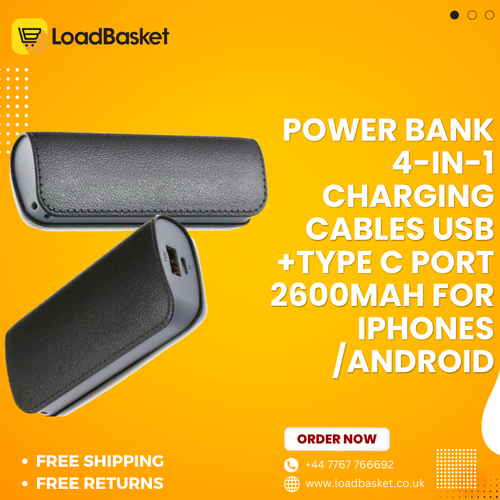 Power Bank 4 IN 1 Charging Cables USB +Type C Port 2600mAh for iPhones Android.png
